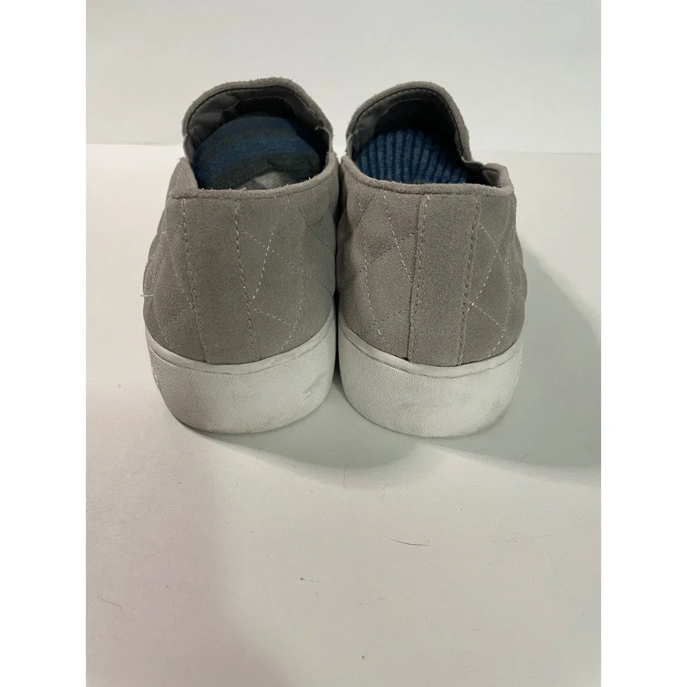 Michael Kors Keaton Suede Slip On Sneakers Womens 10M Grey Quilted Logo Platform